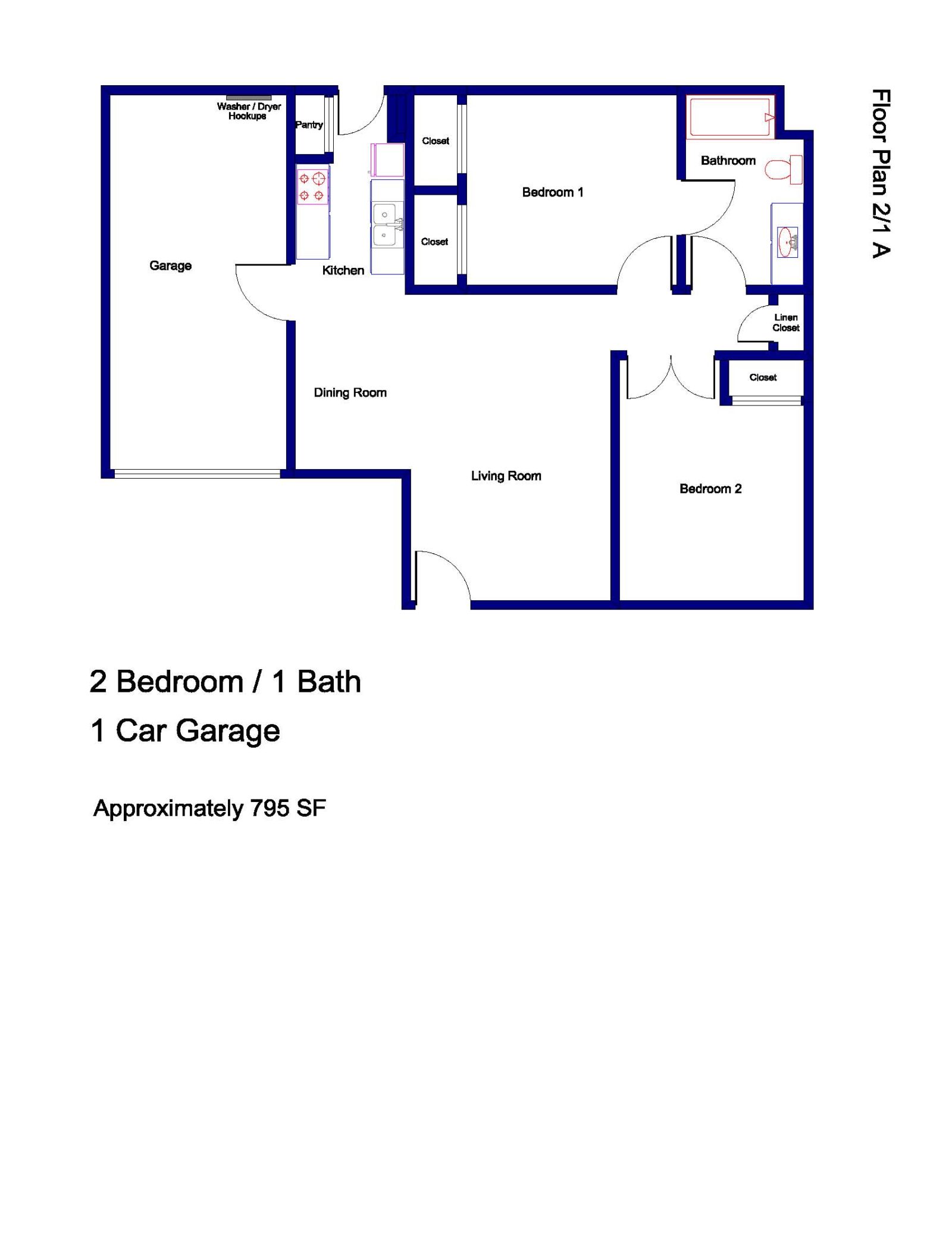 2 Bedroom 1 Bath Plan A CPMI